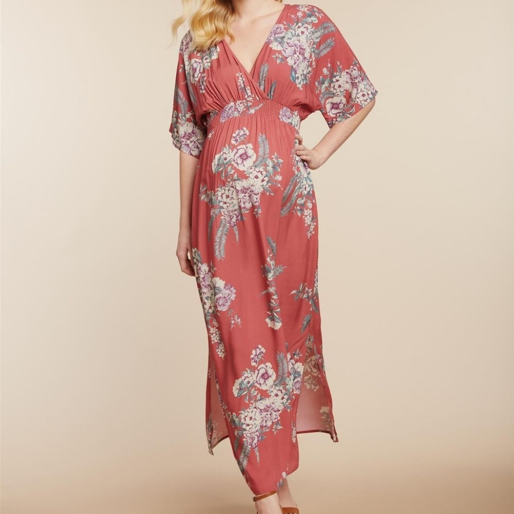 Jessica Simpson Coral maternity kimono style dress